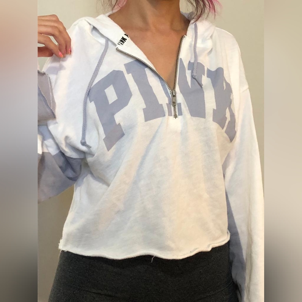 Victoria's secret Pink brand hoodie white and grey size XS